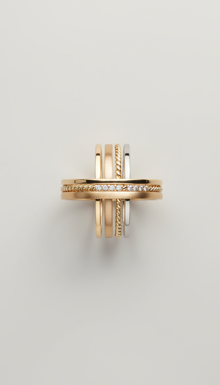 Gold Stacking Rings Hand-Forged