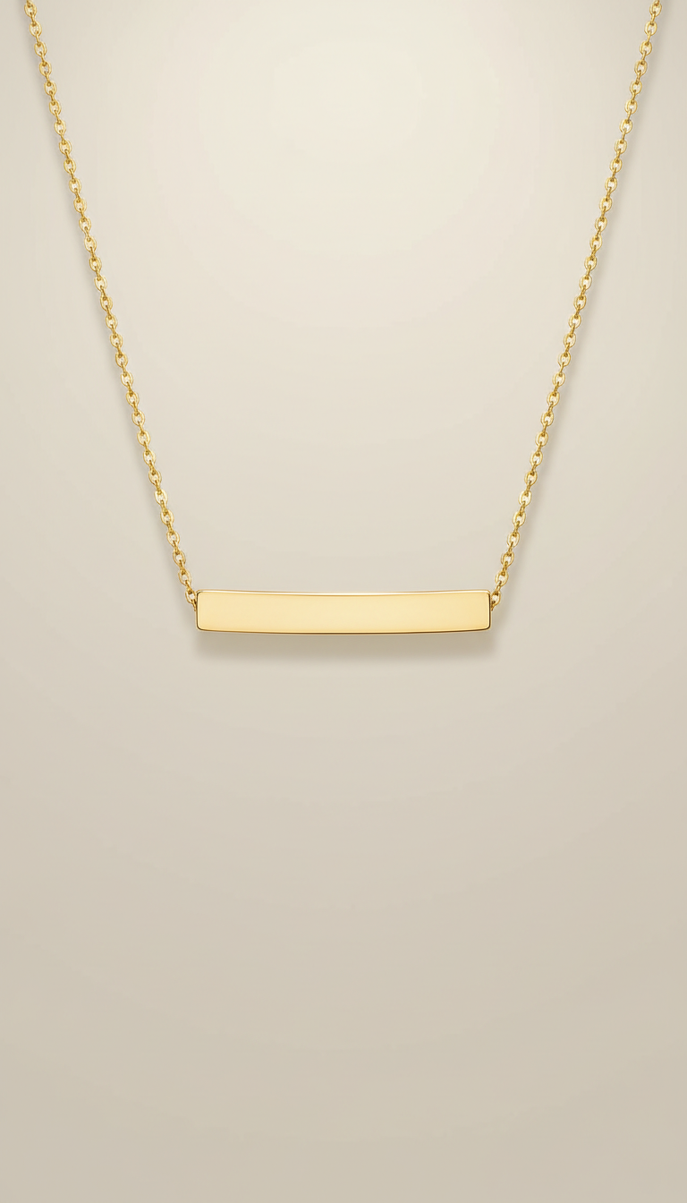 14k Gold Bar Necklace Fine Chain